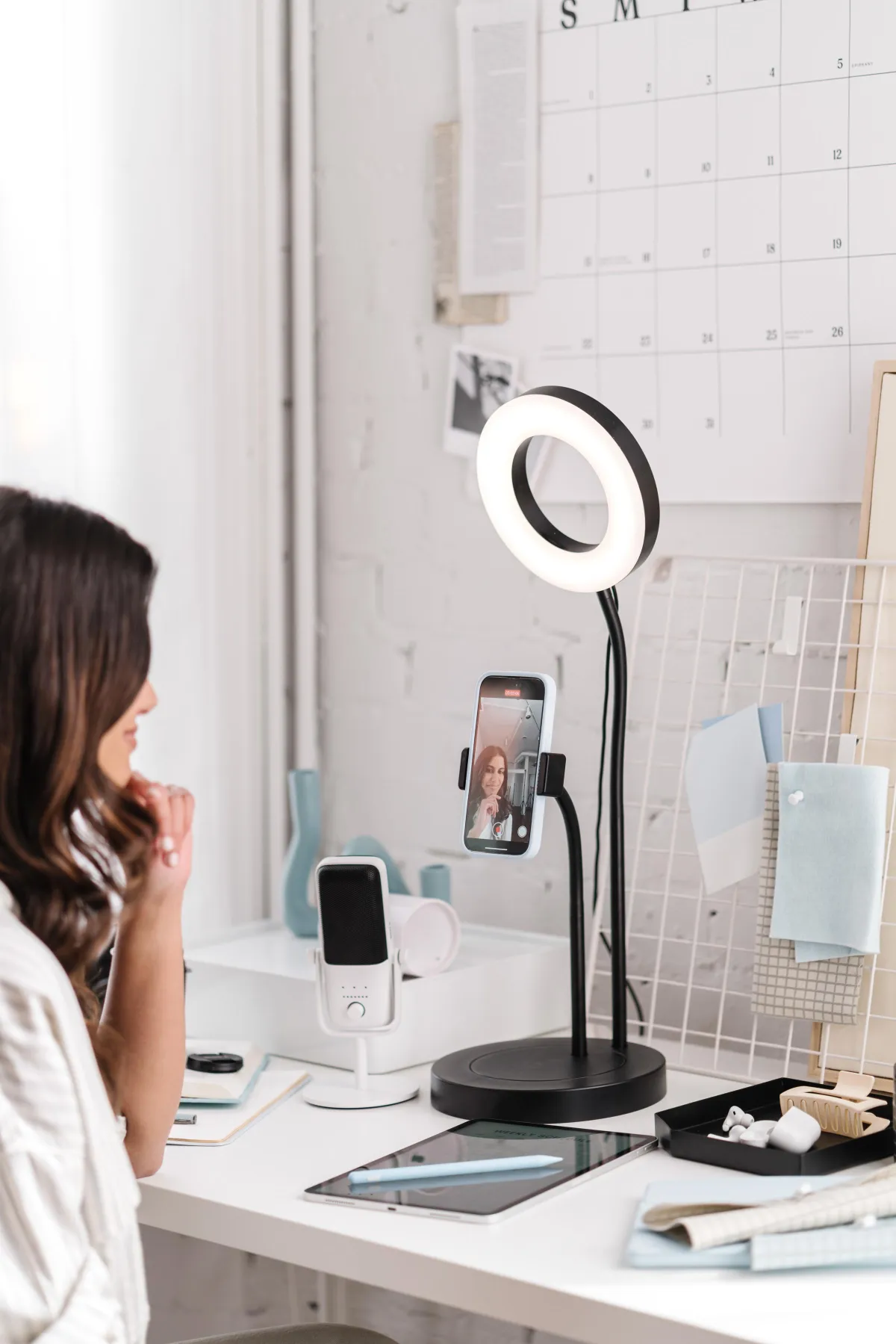 Home video recording setup for content creation and online business work