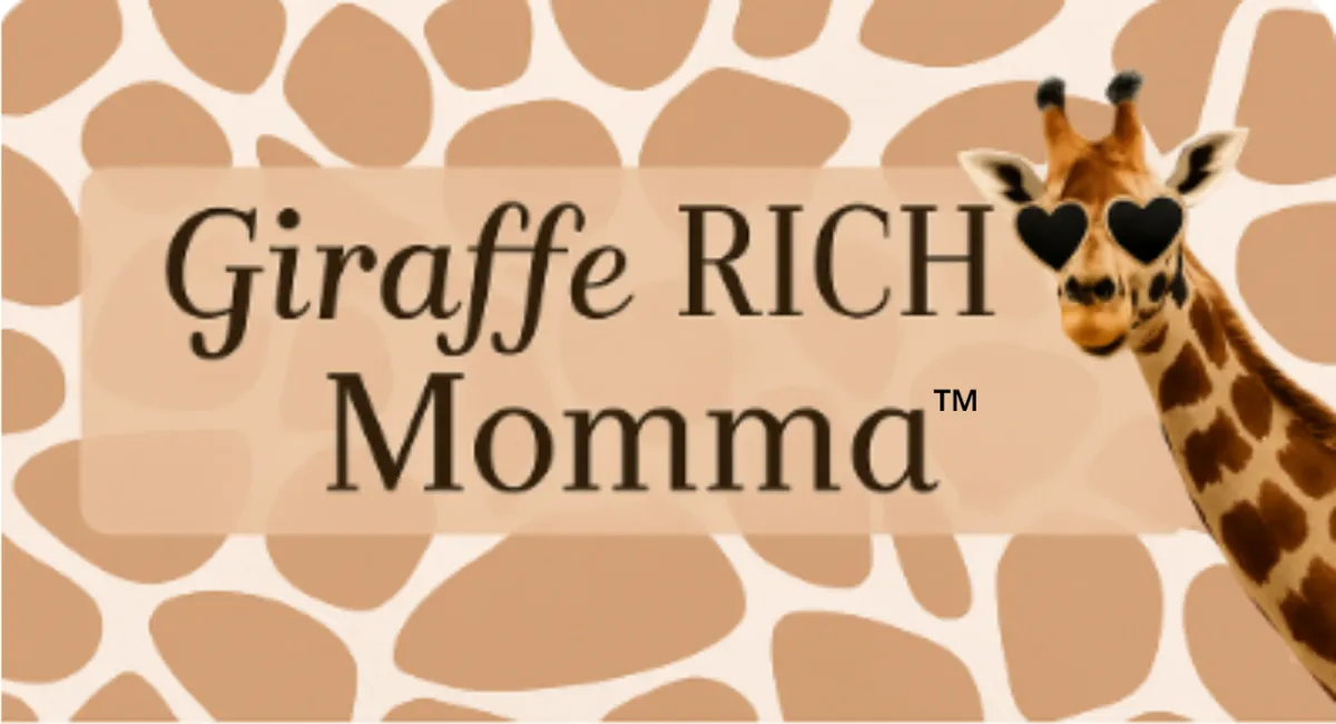 Giraffe wearing sunglasses representing the Giraffe Rich Momma brand