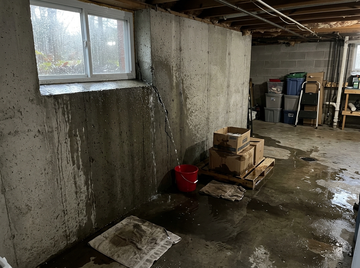 water leaking into basement after heavy rain