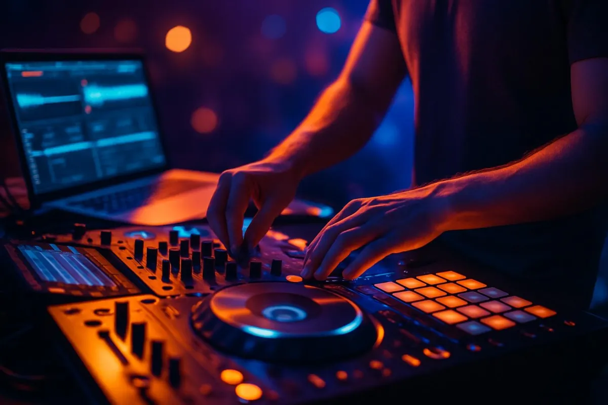 DJ at an event with lighting