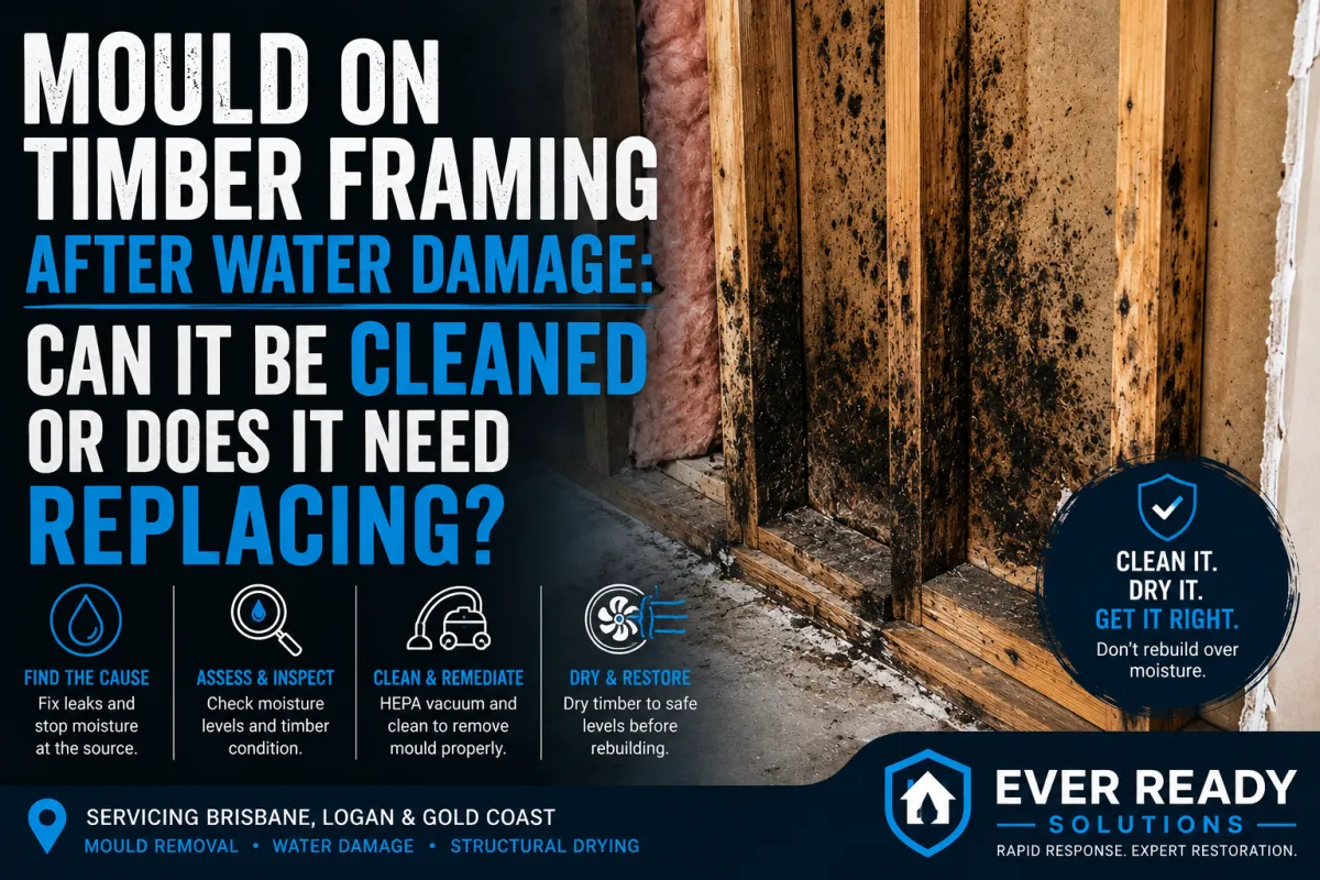 Mould on Timber Framing After Water Damage: Can It Be Cleaned or Does It Need Replacing?