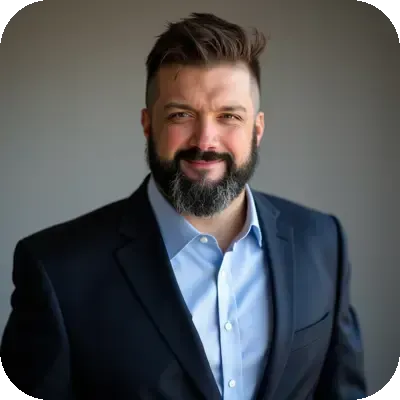 Professional headshot of MPower Global founder Steven Paul Neville in a navy blazer, representing expert leadership in AI-powered sales and marketing