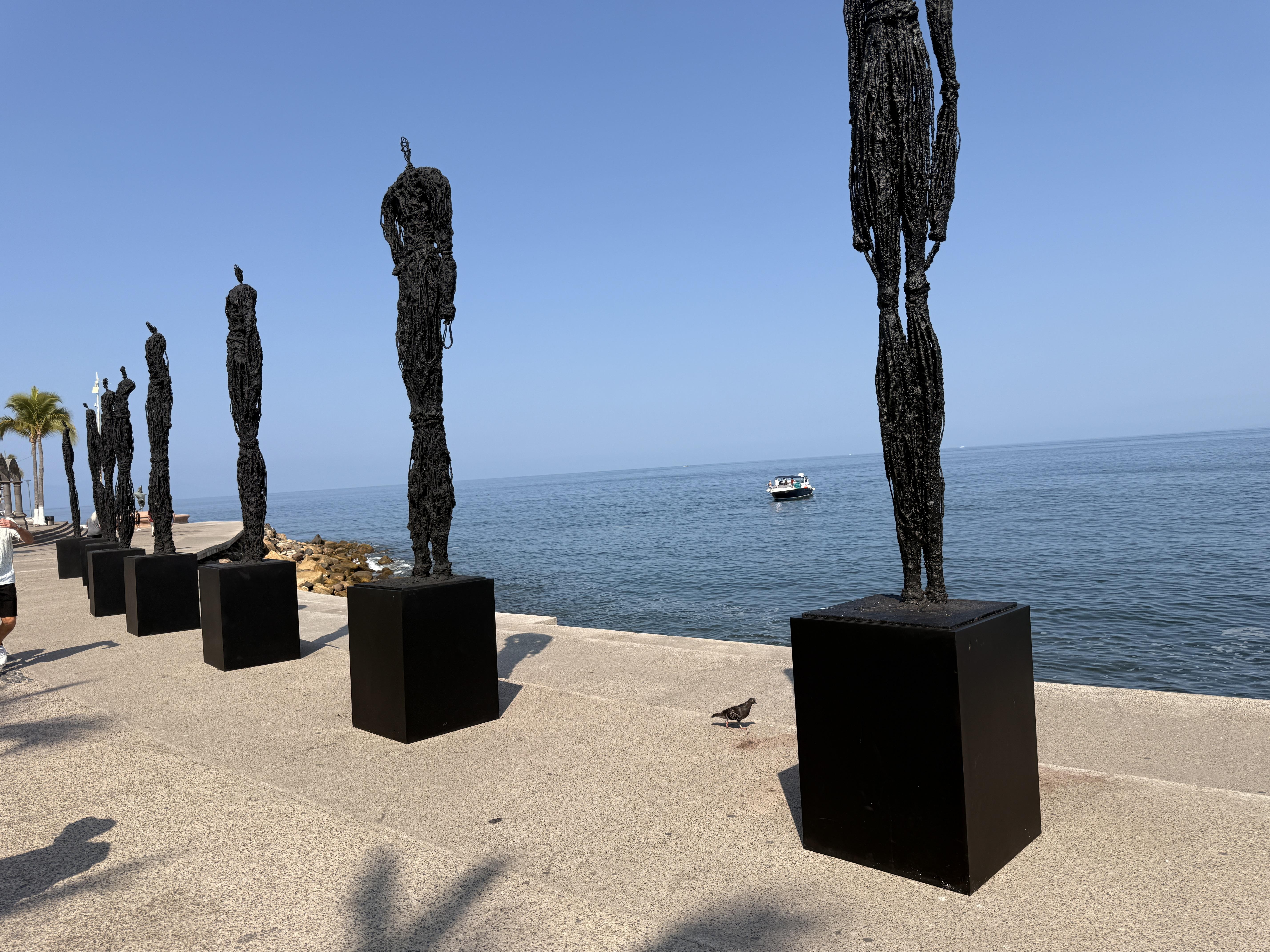 Puerto Vallarta's The towering dark wire figure sculptures