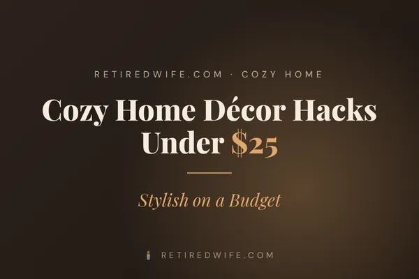 Cozy living room corner featuring warm lighting, a soft throw blanket, candlelight, flowers, and simple décor accents. Budget-friendly home decorating ideas under $25 that add warmth, texture, and comfort without expensive furniture.
