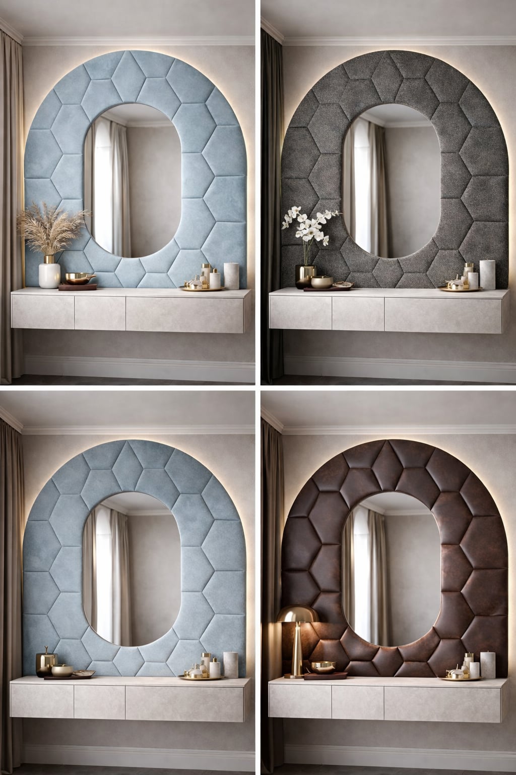 Custom furniture integrated with a matching wall panel in a premium interior space