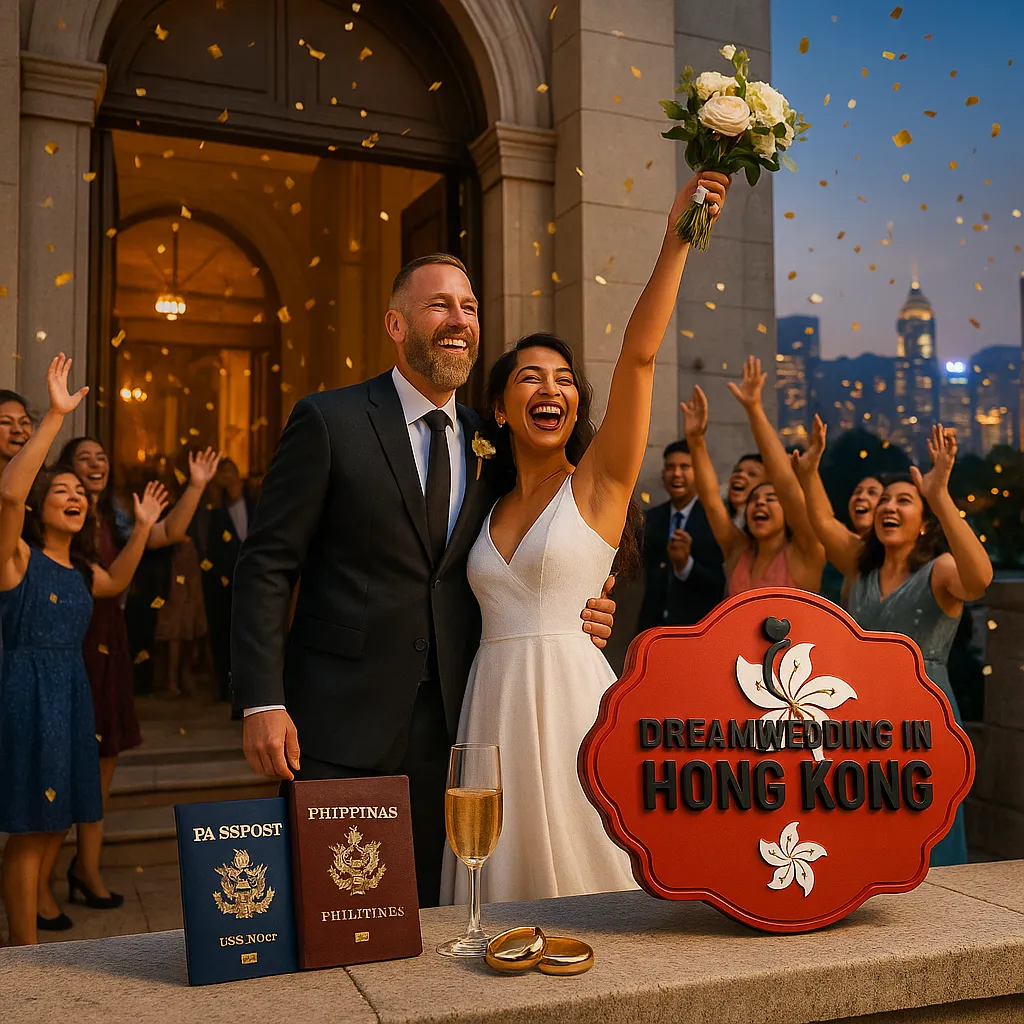 Happy married couple Hong Kong Wedding