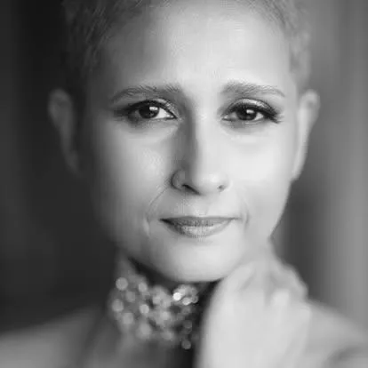 Cinematic portrait of a woman celebrating herself