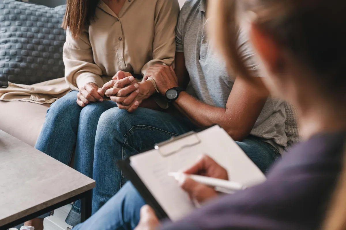 Family talking to a professional.