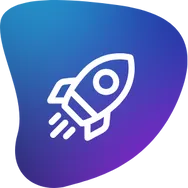 Icon representing a startup kickstarter service with a rocket launching.