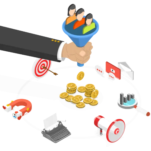 Illustration representing How Go Skylevel's ai funnel builder works