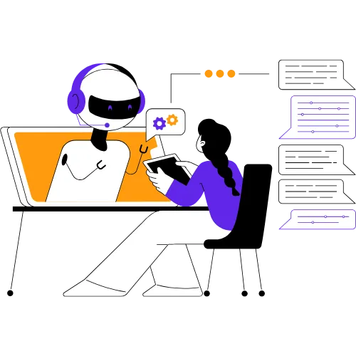 Illustration representing how web chat widget works