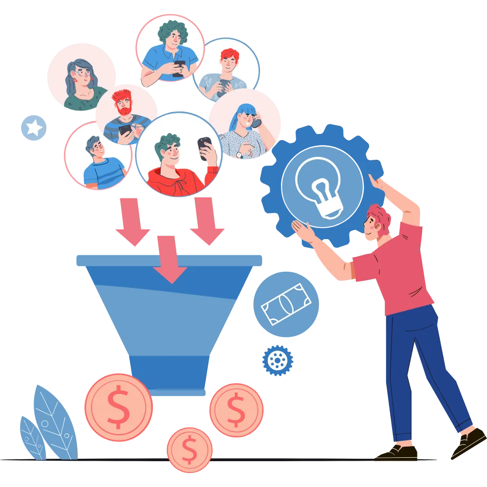Illustration representing how to Optimise Your Sales Process & Maximise Conversions