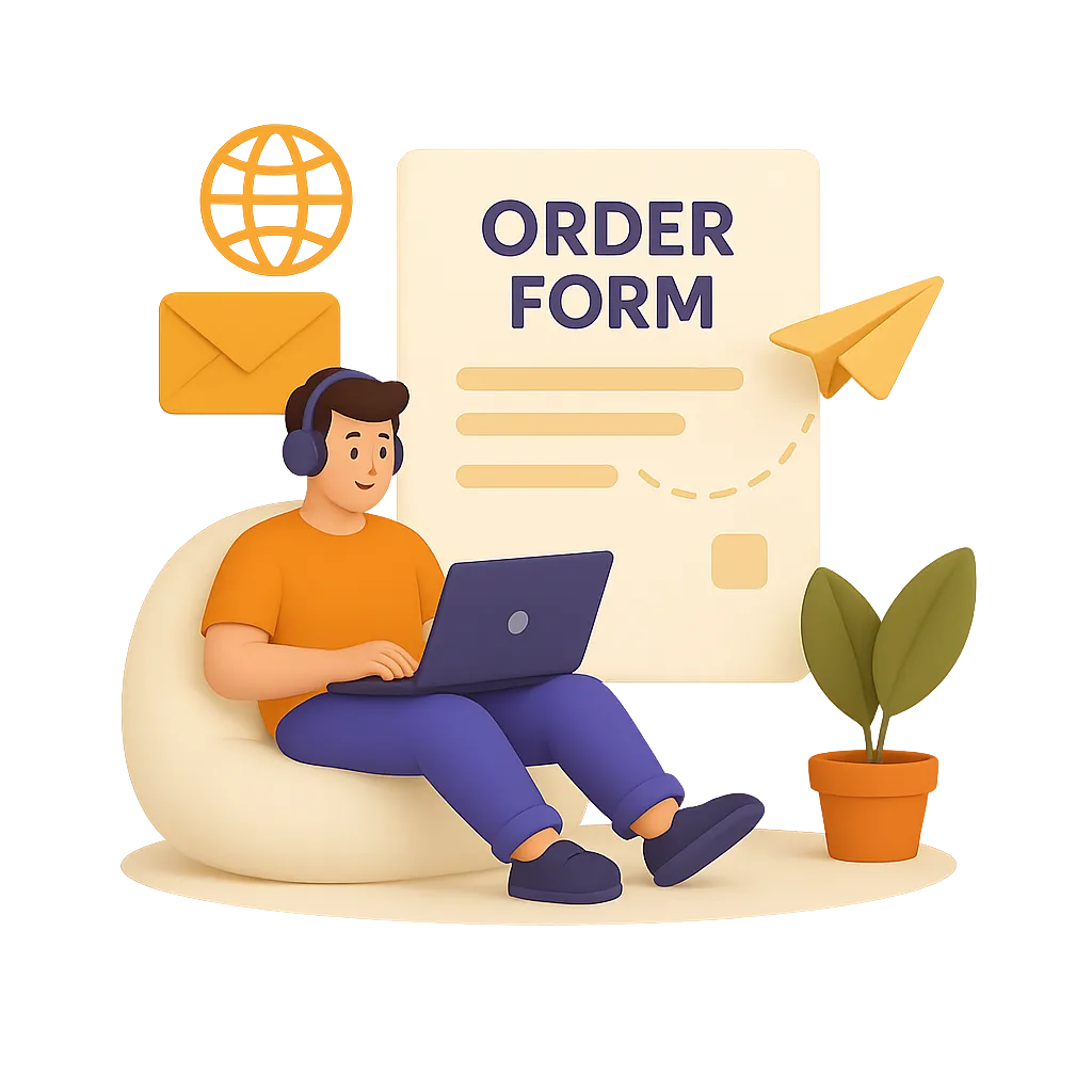 Illustration representing Create & Launch Order Forms in 3 Simple Steps