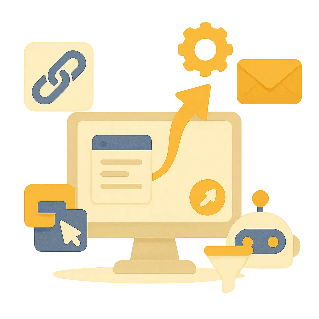 Illustration representing Create, Share & Automate in 3 Simple Steps