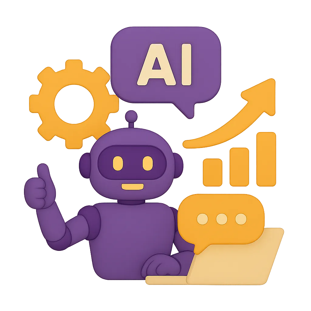 Illustration representing Train, Deploy & Optimise AI Conversations in 3 Easy Steps