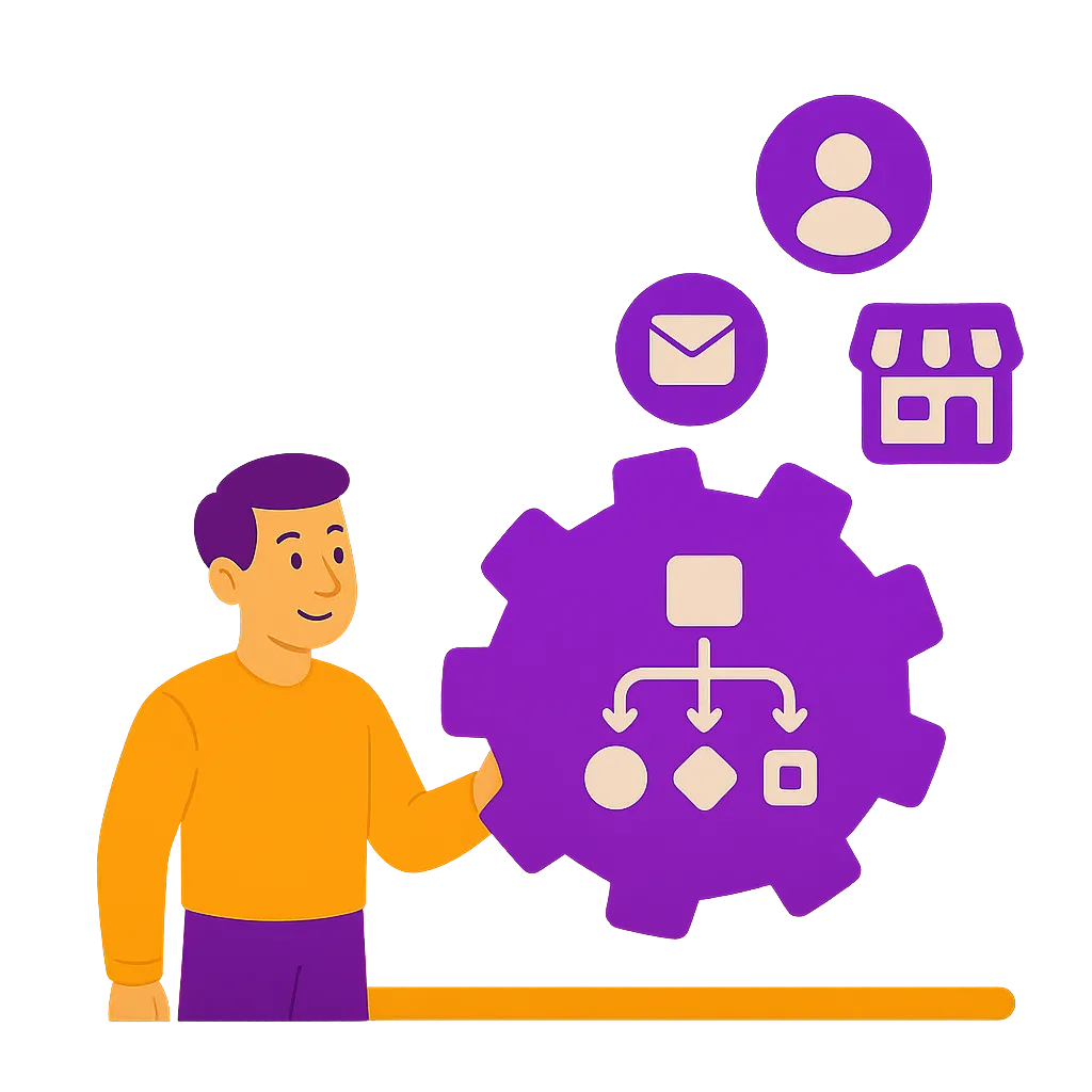 Illustration representing Go Skylevel's Digital Marketing Engine for automation and lead management