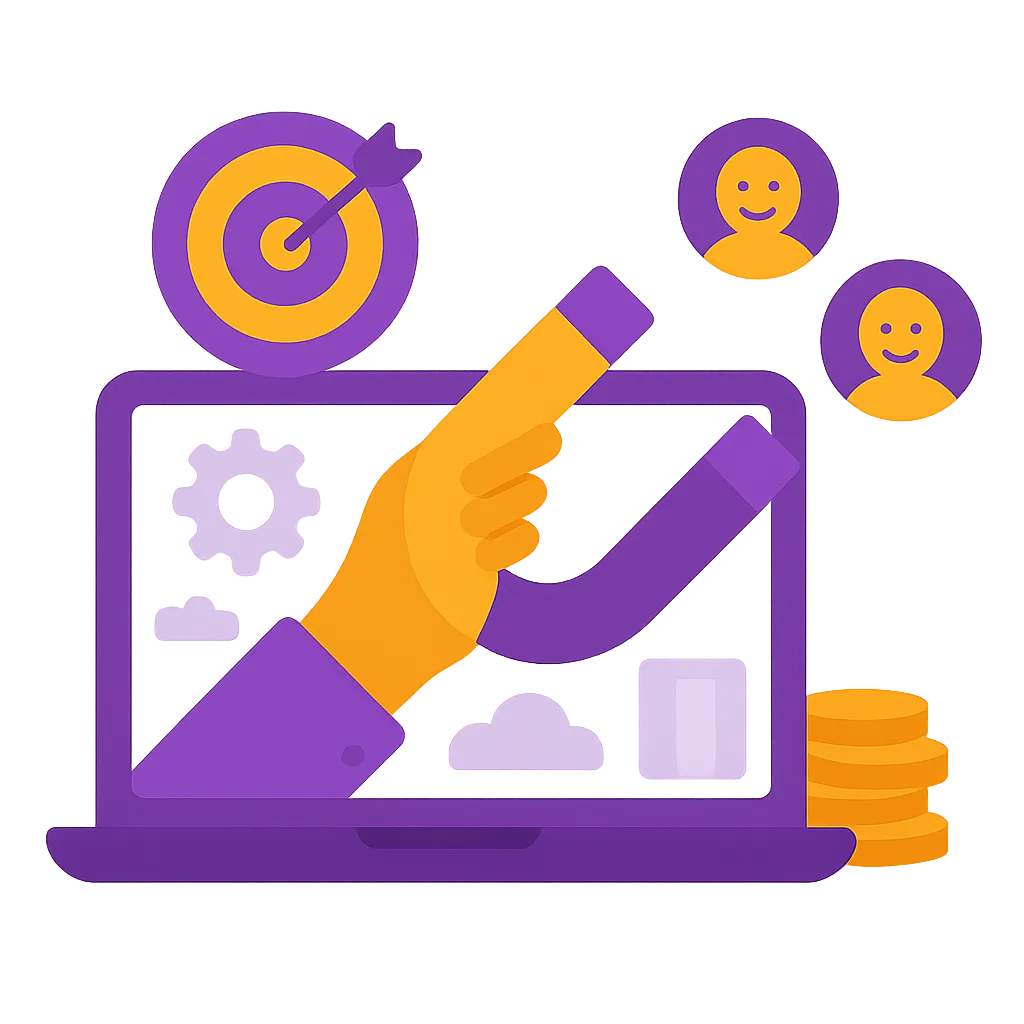 Illustration of capturing new leads through landing pages and forms with Go Skylevel CRM