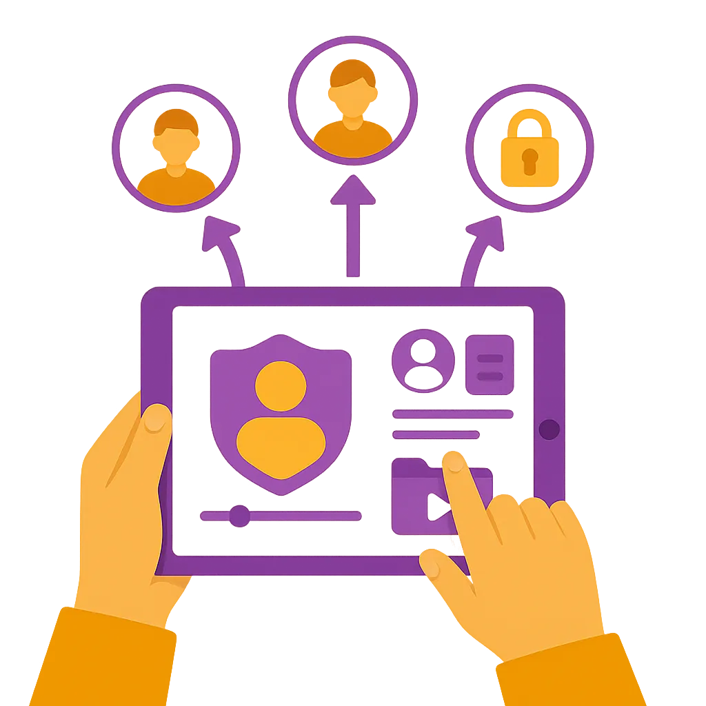 Illustration representing membership area creation and course management with Go Skylevel CRM