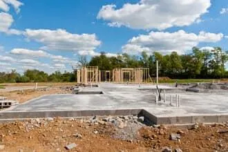 Concrete slab foundation for new home construction in NC