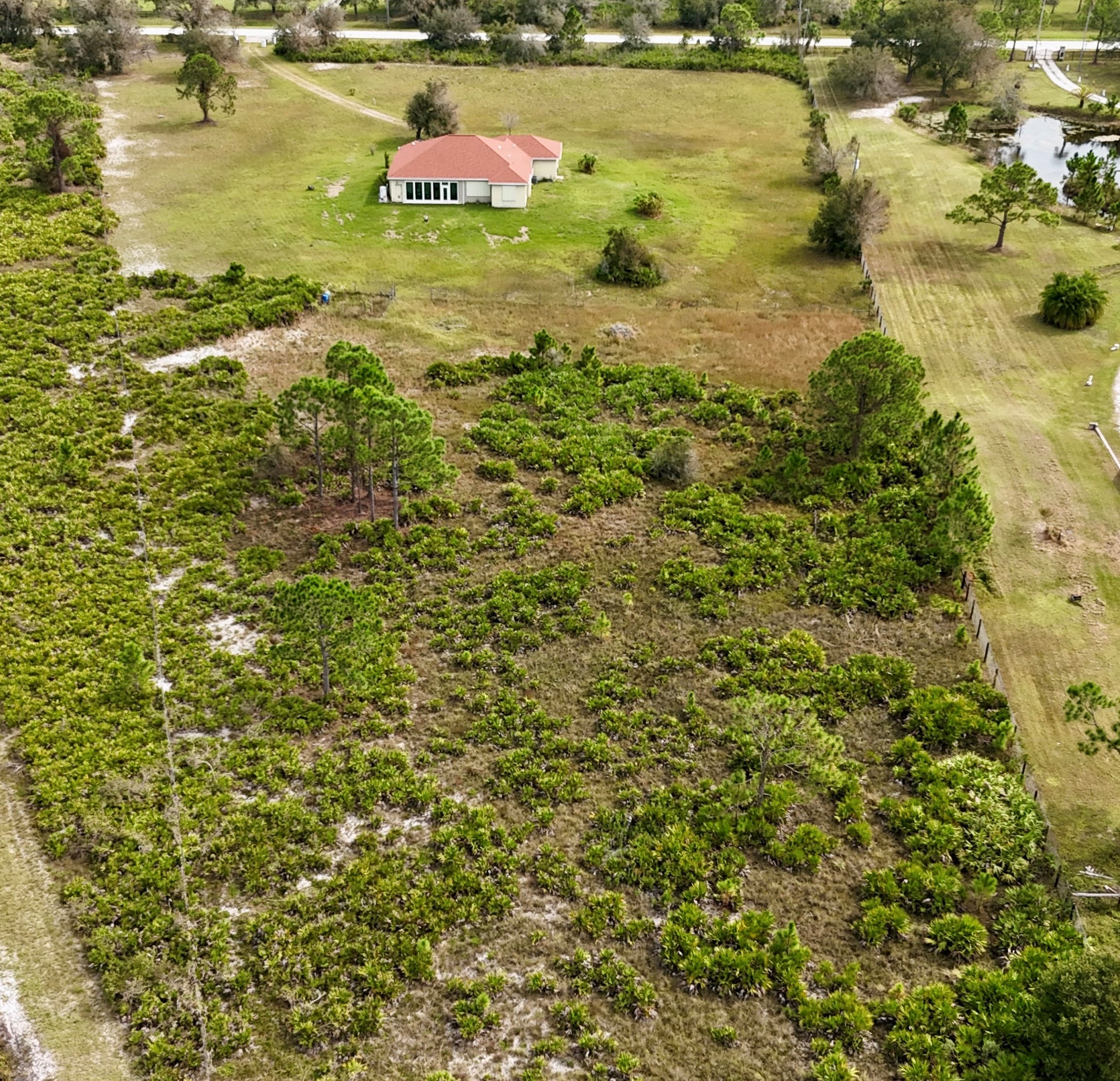 Aerial view of Punta Gorda home on large property