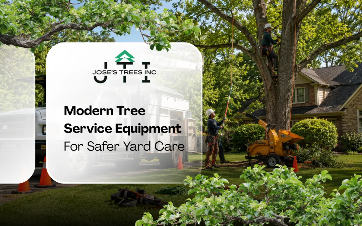 Modern tree service equipment used for safer yard care