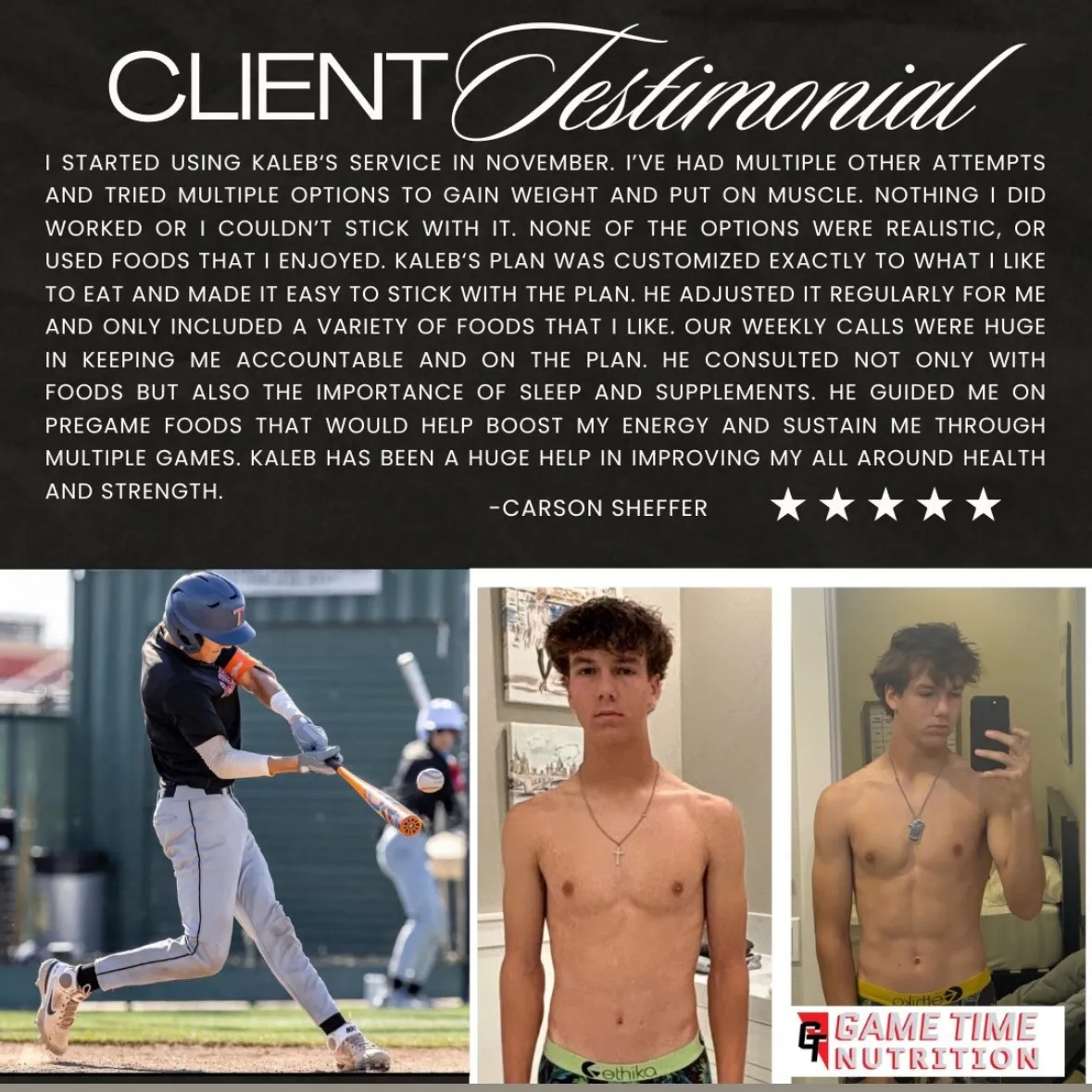 Client testimonial - Gardner-Webb college player, 15 lbs in 3 months