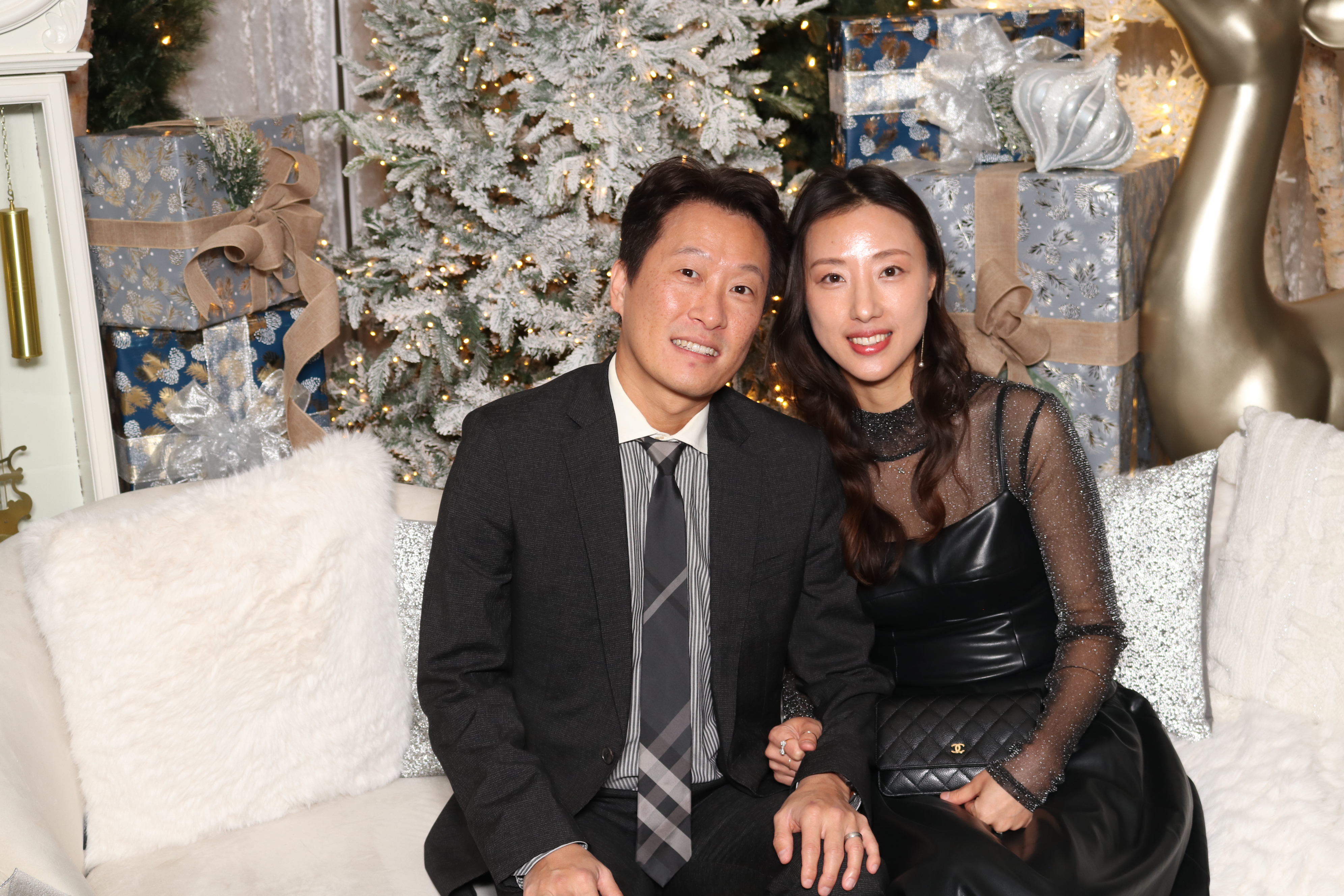 Holiday Photo Booth rental with luxury Christmas backdrop for events in Vaughan