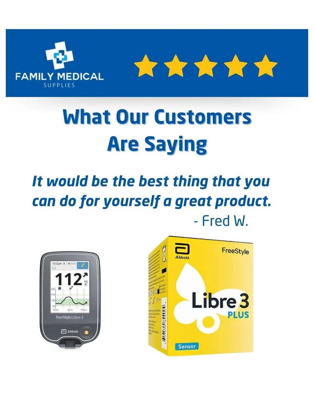 A 5 Star Review Card that says "It would be the best thing that you can do for yourself a great product​."