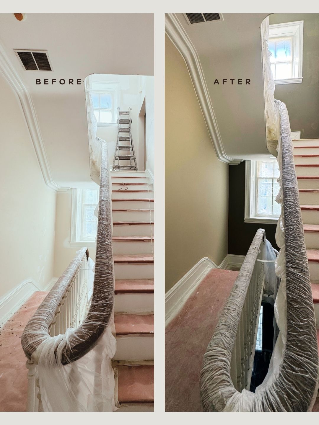 Living room before and after painting transformation