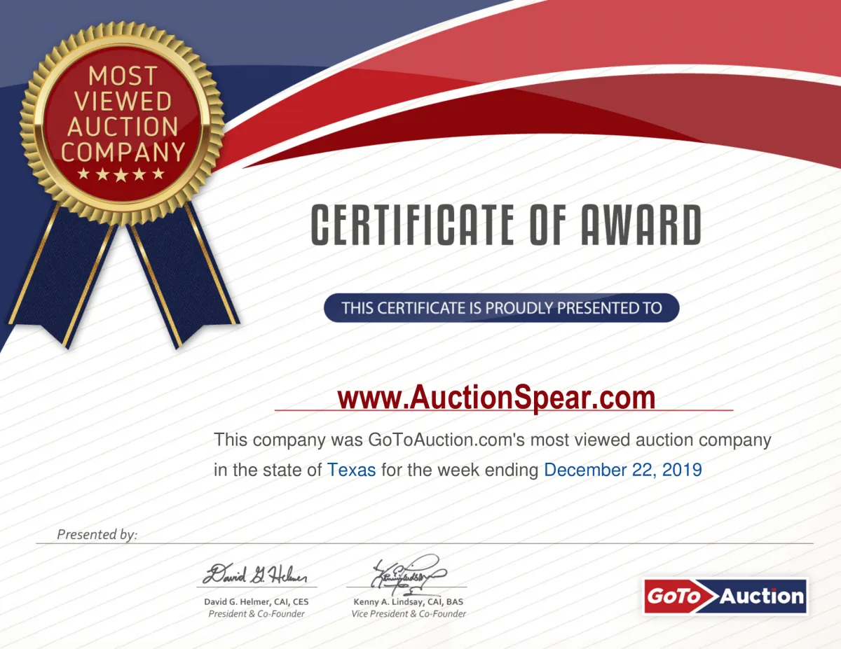 Most viewed auction company award Gotoauction.com