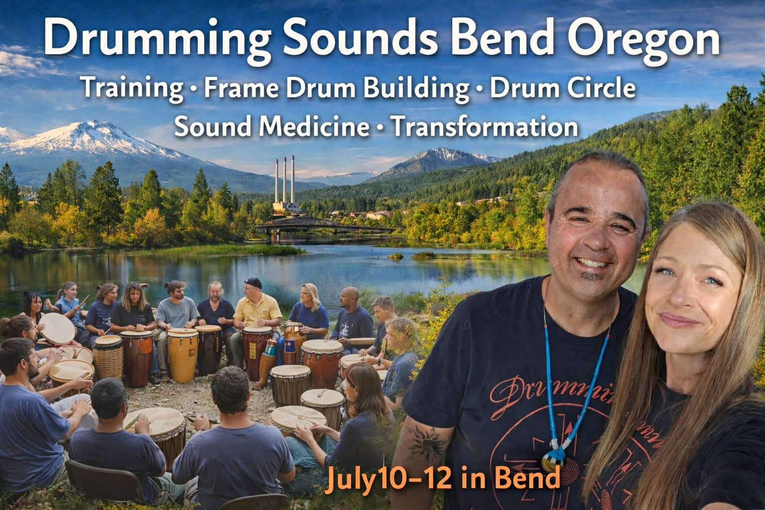 People in a drum circle with warm candlelight