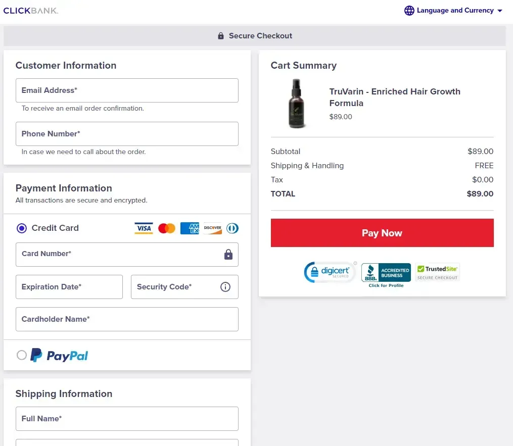 truvarin secure checkout