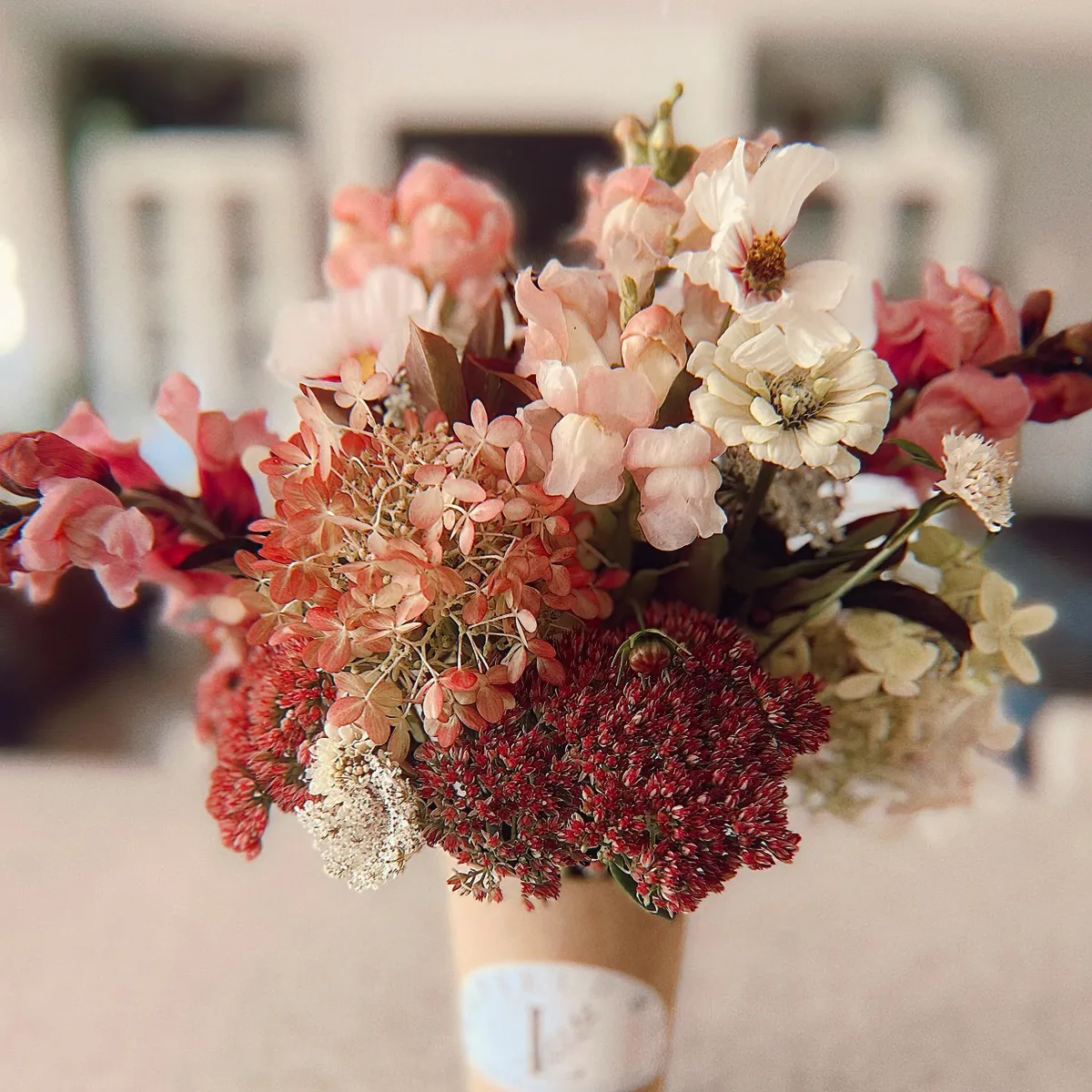 mini flower cup bouquet at the Leefield farmstand in Port Hope Ontario