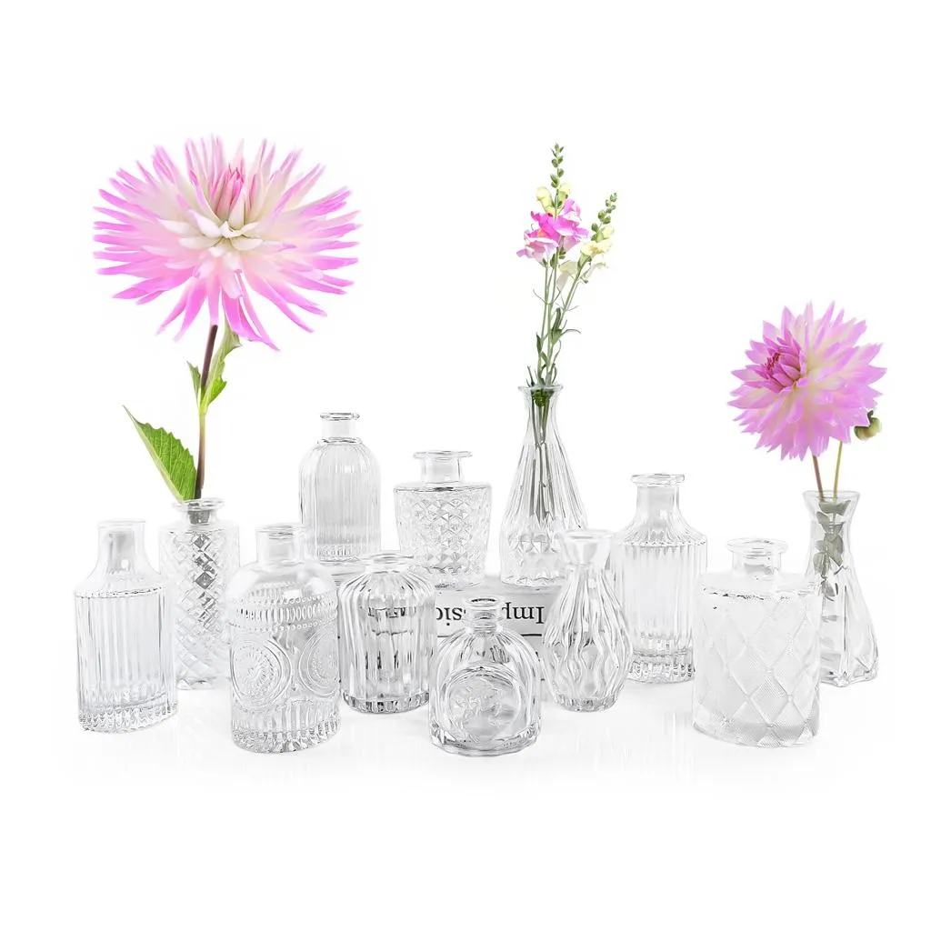 clear glass bud vase for dahlias