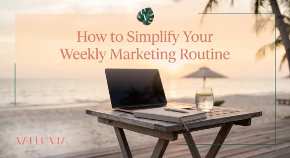 How to Simplify Your Weekly Marketing Routine - Digital nomad workspace at the beach