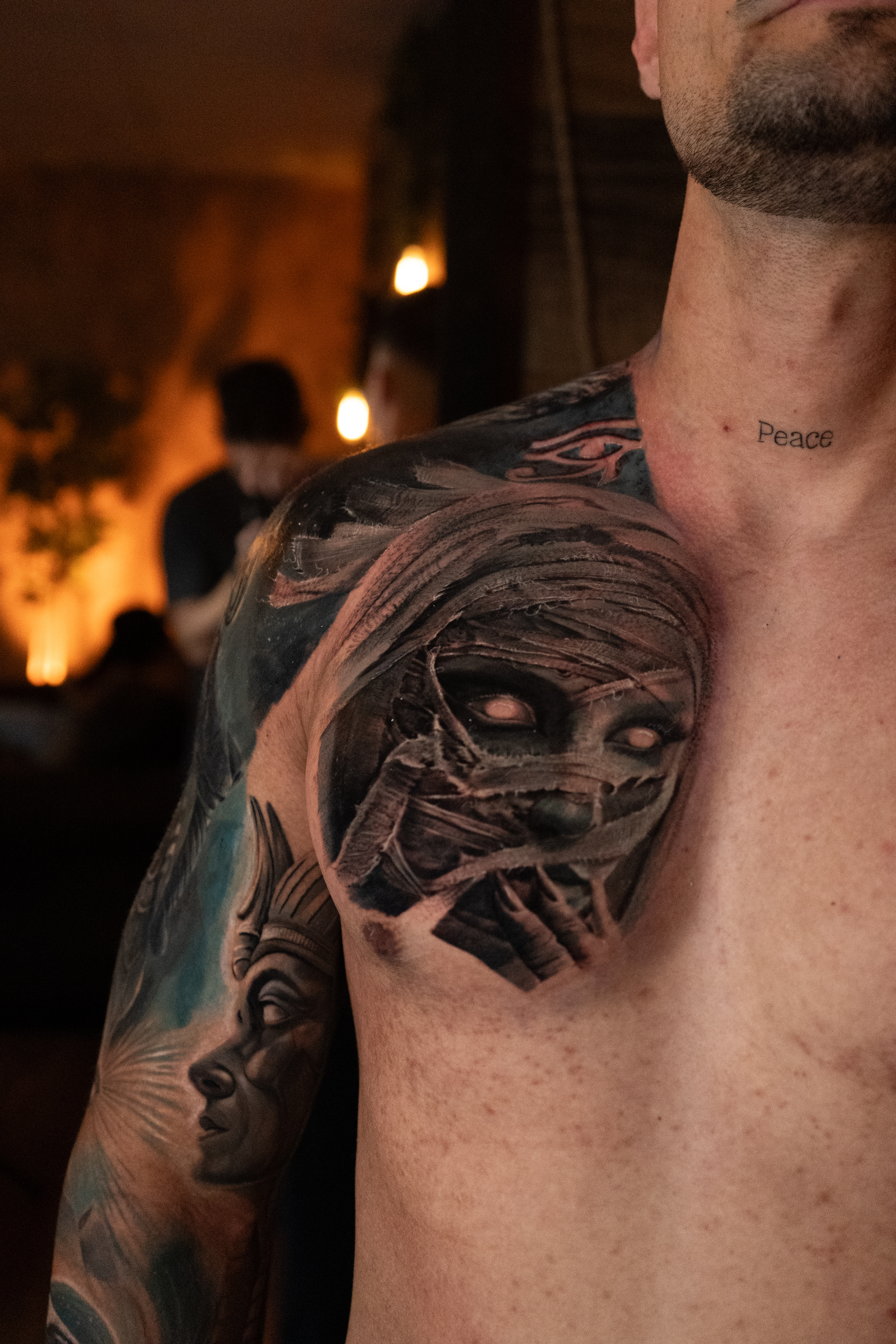 Woman in striped top lounging on sofa