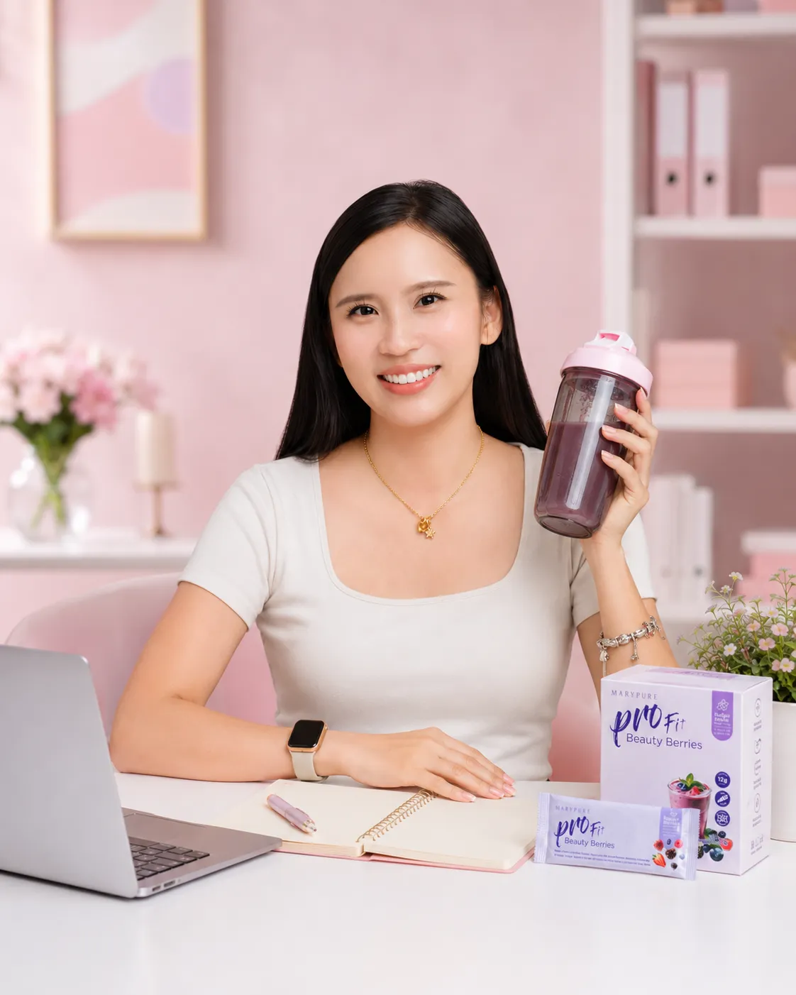 Busy working woman at office desk