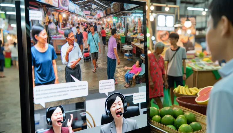 vibrant local business scene showcasing AI voice agents enhancing customer engagement and satisfaction