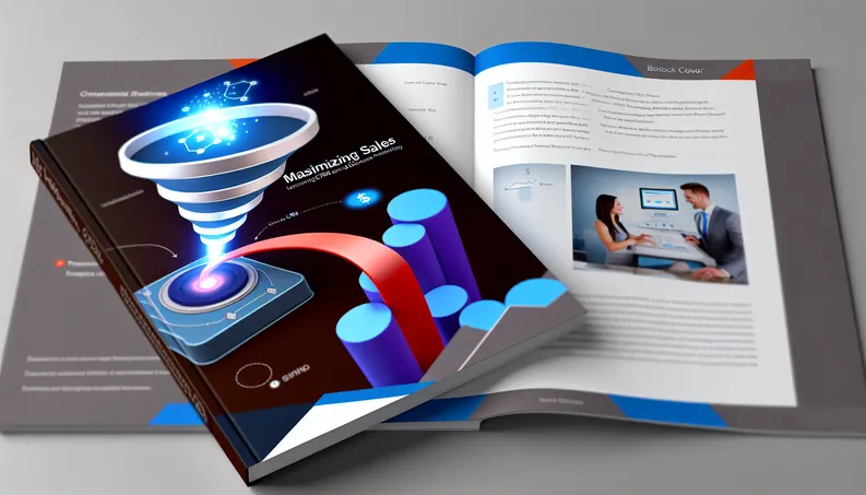 professional book cover featuring a sales funnel and CRM dashboard, modern colors and layout