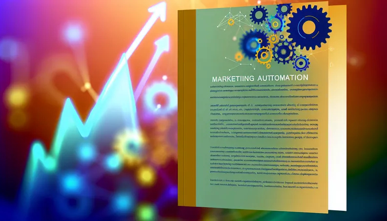 Cover design for a marketing automation guide, featuring modern typography and digital imagery.