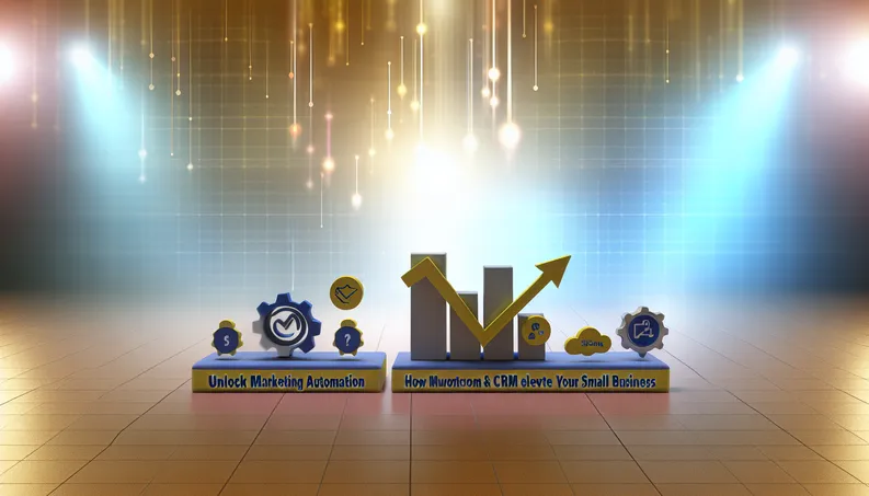 vibrant cover image for 'Unlocking Growth' with a rising graph and symbols of marketing automation and CRM