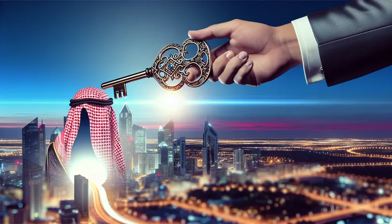 Vibrant cover design featuring a key unlocking a cityscape, symbolizing business growth through marketing automation.