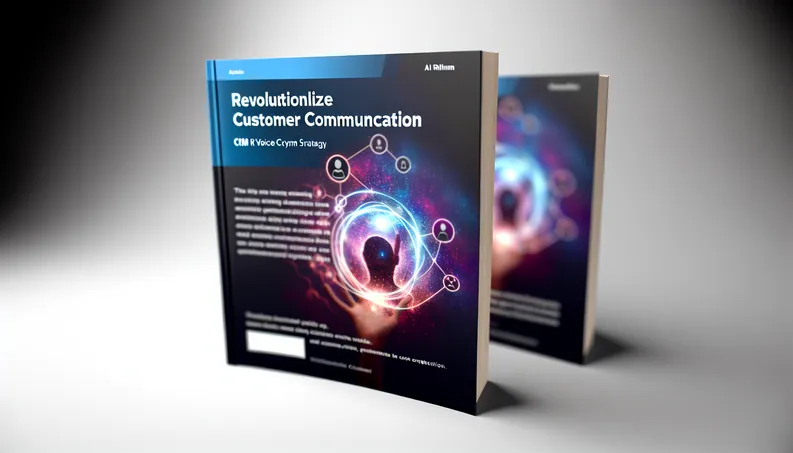 Professional book cover for "Revolutionize Customer Communication" featuring AI voice agents.