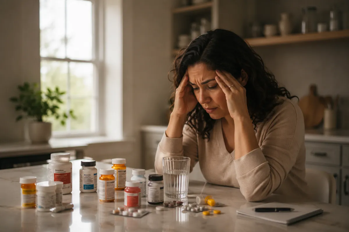 Woman looking thoughtful during wellness journey