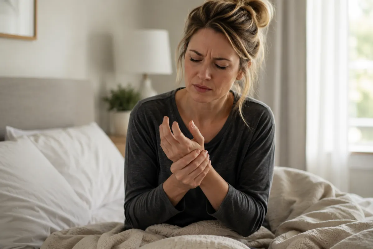Woman experiencing morning joint stiffness