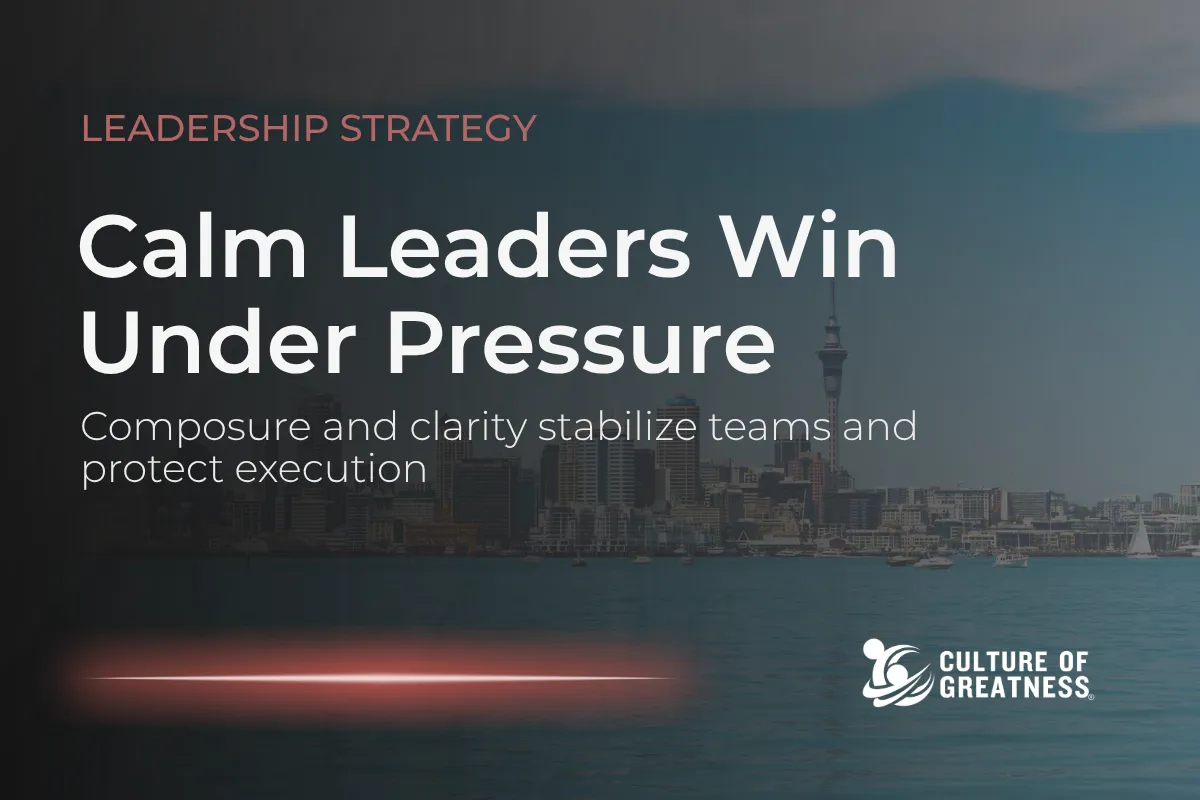 Pressure exposes how leadership actually operates inside an organization. When stress increases, communication, decision-making, and behavior either stabilize the team or create additional disruption. Leaders who maintain composure and clarity during high-pressure periods create alignment, protect trust, and sustain execution. Those who react emotionally or inconsistently introduce confusion and weaken performance. Calm leadership is not passive — it is a disciplined approach to maintaining standards when they are most likely to break down. This distinction directly impacts engagement, retention, and the organization's ability to perform under pressure.