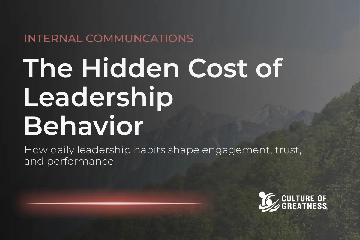 Leadership behavior shapes far more than immediate outcomes. It defines how employees interpret expectations, build trust, and engage with their work. Small, repeated actions send signals that influence accountability, communication, and performance across teams. Over time, those signals compound into cultural patterns that either strengthen or weaken the organization. This post examines the hidden cost of leadership behavior and how inconsistency between words and actions quietly erodes engagement, alignment, and long-term performance.