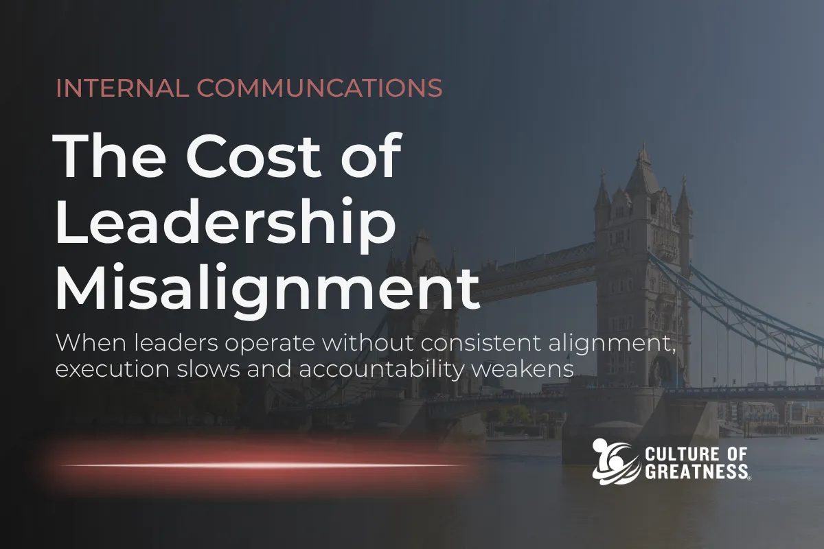 Many organizations experience slowing performance not because of effort, but because leadership isn't consistently aligned. When leaders operate in silos, priorities diverge, communication fragments, and accountability weakens across the organization. Weekly leadership alignment is often overlooked, yet it plays a central role in maintaining clarity and execution consistency. Without it, decisions are delayed, expectations shift, and teams begin reacting instead of executing. This breakdown compounds over time, impacting performance, culture, and retention. Consistent leadership alignment isn't optional — it's a structural requirement for sustained organizational effectiveness.