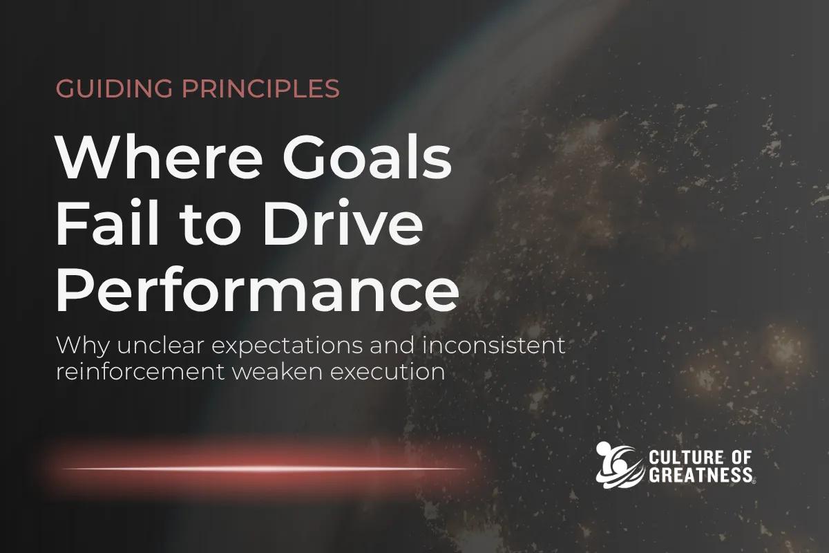 Goals are meant to drive focus, alignment, and performance. But in many organizations, they fail to deliver consistent results. The issue is rarely the presence of goals — it's how they are defined, communicated, and reinforced. When expectations are unclear or disconnected from daily operations, teams struggle to stay aligned and execution becomes inconsistent. This article examines where goals fail to drive performance and why goal-setting must function as an ongoing leadership system, not a one-time activity.
