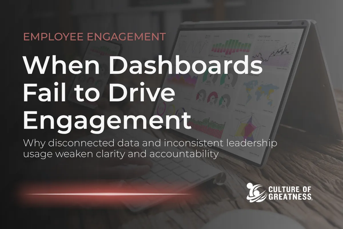 Dashboards are designed to create clarity, alignment, and accountability, but many organizations fail to realize their full impact. When dashboards are disconnected from leadership behavior and daily operations, they become passive tools rather than active drivers of engagement. Employees may see the data, but they don't connect to it. This article examines when dashboards fail to drive engagement and why visibility alone isn't enough without consistent reinforcement, communication, and cultural integration.